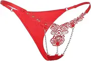 [ohmydear] Womens Sexy G String Thongs Sparkling Chains Panties Low Rise Bikini Brief Rhinestones Underwear