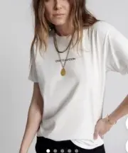 One Teaspoon White Organic Logo Tee Shirt Size XL