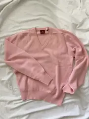 vintage nordstrom pink lambswool v-neck pullover sweater medium NWT