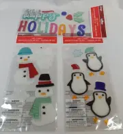 Design Group Winter/Christmas/Holidays Windows Clings Set Of 3 Penguin & Snowmen
