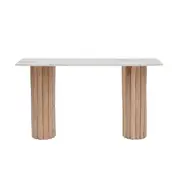 [James Lane] Hanno Console White Marble & Wood