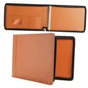 7-Ring Business Check Binder with Zipper for Checkbooks Organization, Brown