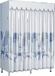 Fabric Wardrobe,Home Metal Bracket Folding Wardrobe Free Installation Heavy Clothes Closet Storage Organizer Clothing Hanging Rail Shelves 170 * 100 * 45CM(Size:170 * 100 * 45CM,Color:A) (C 170*