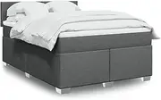Box Spring Bed Mattress Dark Grey Fabric - Double Size Bedframe, Platform, Slats & Bedroom Furniture for Floor, Queen, & Loft Beds - Includes Topper