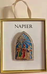 New in Box Napier Gold Tone Three Kings Wise Men Christmas Pin NIB