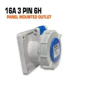 QIXING IP67 Panel Outlet Straight - 16A 3 Pin QX218