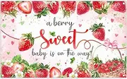 Luminora 72 x 43 inch Strawberry Baby Shower Backdrop A Berry Sweet Baby is On The Way Backdrop for Girls Birthday Party Decoration Banner Photo Props Booth