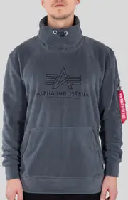 Alpha Industries Turtle-Neck Polar Fleece Pullover, grey, Size XL for Men