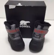 Sorel Youth Unisex Toddler Snow Commander Boot - Quarry, Cherrybomb - Size 4