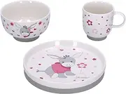 Sterntaler Emmi Girl Children's Crockery Set, Porcelain Crockery Set, 3 Pieces, Breakfast Set, Baby Crockery - White