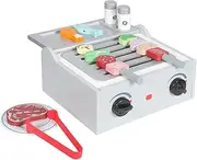 Kids Wooden Play BBQ Grill Set - Pretend Play Kitchen Toy with Food Accessories, Interactive Cookware Cooking Game for Toddlers and Children