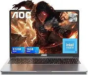 AOC Laptop, lntel N97, Up to 3.6 GHz, 16 GB DDR4, 512 GB SSD (Supports Extension 2 TB), 15.6 Inch Notebook Gaming, Win 11 Computer, Metal Housing, 180° Rotation, HDMI, WiFi