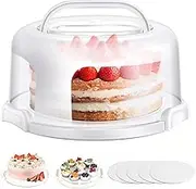 Cake Tray Pastry Cup Holder With Lid, 10 Inch/11 Hole Cake Storage Container Easy To Carry Includes 5 White Cake Washers Bottom Trays For Family Gatherings And Banquets (White)