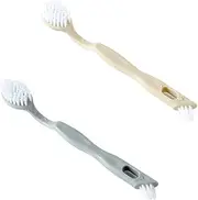 COLLBATH 2Pcs Dual Sided Soft Bristle Shoes Brush for Clothing Cleaning Durable Beige Laundry Brushes for Home Use and Travel