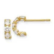 14k Yellow Gold CZ Childrens Five Stone Hinged Hoop Post Earrings Madi K Jewelry