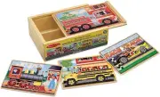 Melissa & Doug Wooden Jigsaw Puzzles in a Box Vehicles 4-in-1