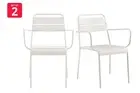 Set of 2 Matt Blatt Miami Metal Outdoor Armchairs (Light Grey), Patio Chairs,