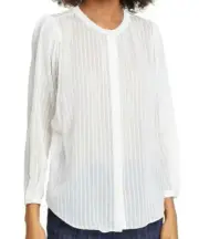 $198 NWT JOIE SzXS RASHELDA DOLMAN SLEEVE BUTTON FRONT SHEER TOP PORCELAIN