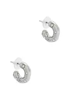 Kenneth Jay Lane Free Form Crystal-embellished Hoop Earrings - Silver ONE SIZE