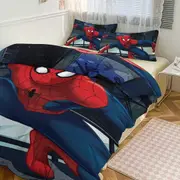a2298 Cartoon Spiderman Kid Boy Room Decor Size Bedding Set for 3 Piece Bedding with 1 Flat Sheet And 2 Pillowcases Twin jfr2298