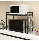 2 Tier Expandable Metal Microwave Oven Rack Shelf Kitchen Supplies Rice Cooker S