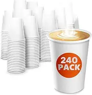 V TOWER 240Pcs Disposable Coffee Cups for Party - Paper Cups Hot Coffee Cups Paper Espresso Cups Disposable Tea Cups - White Paper Cups 12oz Coffee Cups Hot Cups 12 oz