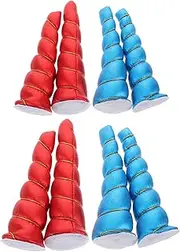 4 Pairs Unicorn Horn Ornaments Soft Stuffed Spiral Horns for Hair Accessories DIY Headbands Hair Clips Craft Kit for Unique Costume Designs