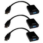 3Pc Hdmi To Vga Converter Cable 1080P + 3.5Mm Stereo Audio Digital Analog Con...