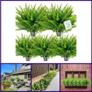 12 Bundles Artificial Plants, Fake Boston Fern Greenery Outdoor UV No Fade Faux