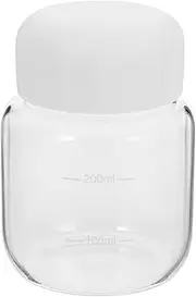 Mini High Borosilicate Glass Water Bottle with White Lid, 10oz/300ml Leakproof Design for Milk, Coffee, Juice, Tea, Smoothies, Portable for School, Office, Gym, Camping, and Hiking
