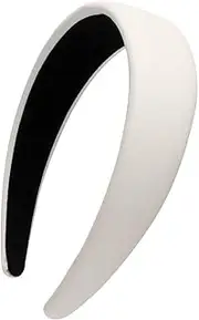 LONEEDY 1.7 Inch Leather Hard Headband Padded Hairband for Women (White)
