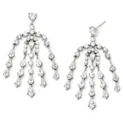 Sterling Silver Cz Dangle Post Earrings