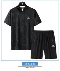 在飛比找Yahoo!奇摩拍賣優惠-Adidas愛迪達運動套裝夏天短袖短褲套裝男 短袖T恤套裝 