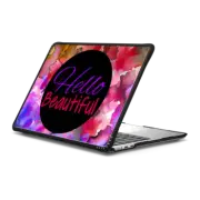 MacBook Air 13-inch (M2 - M4) Impact Case HELLO BEAUTIFUL - Modern Chic Girly Pretty Ombre Floral Colorful Fine Art Flowers Painting Design Feminine Self-Confidence Inspiration Motivation Typography Quote Bold Design