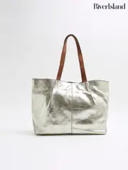 River Island Gold Metallic Leather Shopper Bag (F86665) | $111