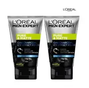 L'OREAL Men Expert Pure & Matte Charcoal Black Icy Effect Foam Cleanser x 2