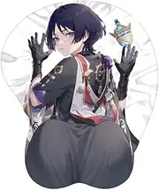 [Eonthry] Genshin Merch Impact Xiao Zhongli Ganyu Keqing EULA Mouse Pad with Wrist Support Comfort Silica Gel Wrist Rest Support Mat Mice 3D Mouse Pad Non-Slip PU Base for Computer (Scaramouche)