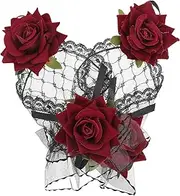 [GAROZATION] 2pcs Rose Gloves Women Bride Wedding Dress Party Bridesmaid Prom Outfits Decoration Outfits for Witch Decor Accessories for Costumes Decorations Wedding Decor Lace
