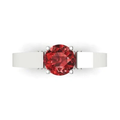 1.06Ct Round Cut Natural Garnet Solid Yellow/Gold Solitaire Engagement Ring