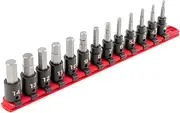 TEKTON 3/8 Inch Drive Hex Impact Bit Socket Set with Rail, 13-Piece (4-14 mm) | SIB91102
