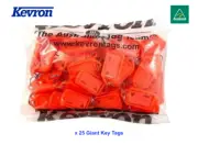 KEVRON ID-38 Bag Of 50 ORANGE Fluoro Click Tags, Key Rings -FREE POST