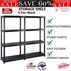 4-Tier Storage Rack Plastic 2 Pcs Display Shelf Bookshelf Garage Organiser Unit
