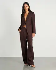 [Jag] Jag Women's Kayla Linen Blazer In Dark Chocolate Brown Size 8 8 Brown