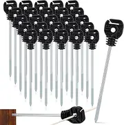 Tandefio 25 Pcs Electric Fence Wire Insulator Stand Off Screw in Insulator Black Fence Post Insulator Long Arm Wood Post Insulator for Tape Rope Electric Wire Animal Agricultural Garden