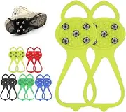 [LeoLeoyy] Snow Spikes for Shoes, Anti Slip Shoe Grips with 5 Tooth Steel Nails, Anti Slip Rubber Gripper Spikes for Hiking Mountaineering Walking (Yellow)
