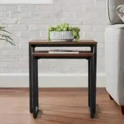 StyleWell Nesting Tables 19.69 in W with Haze Wood Finish Top Black (Set of 2)