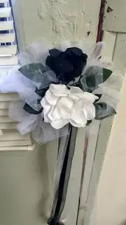 6pc wedding pew bows Black & White Rush orders Available & Choose Any Color