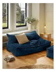 [Cadence & Co.] Wilde Ribbed Luxe Fleece Double Sofa Bean Bag Lounge Cover in Teal