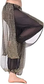[Leemiman] Women Belly Dance Costume Pants Sequin Shinny Harem Yoga Pants Arabic Halloween Black Trousers