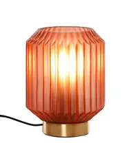 Clancy 1 Light Table Lamp in Brass with Pink Glass Shade